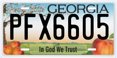 GA license plate PFX6605