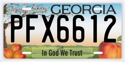 GA license plate PFX6612