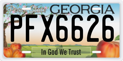 GA license plate PFX6626