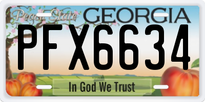 GA license plate PFX6634