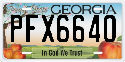 GA license plate PFX6640