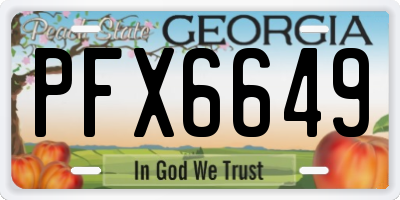 GA license plate PFX6649