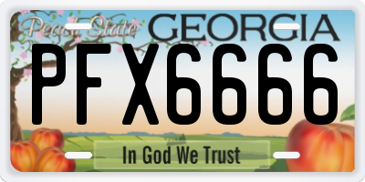 GA license plate PFX6666