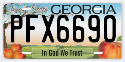 GA license plate PFX6690