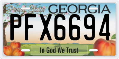 GA license plate PFX6694
