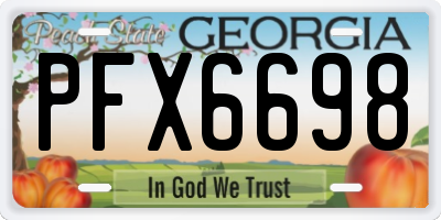 GA license plate PFX6698