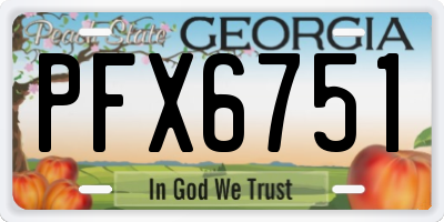 GA license plate PFX6751