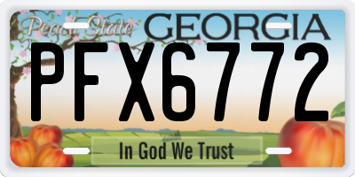 GA license plate PFX6772