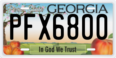 GA license plate PFX6800