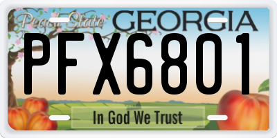 GA license plate PFX6801