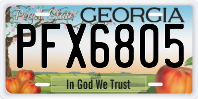 GA license plate PFX6805