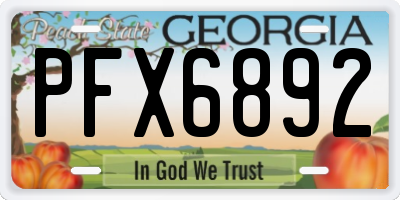 GA license plate PFX6892