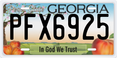 GA license plate PFX6925