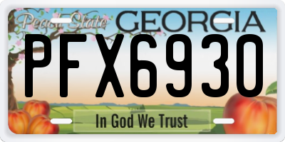 GA license plate PFX6930