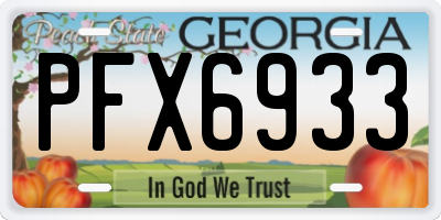 GA license plate PFX6933