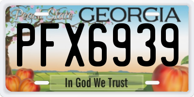 GA license plate PFX6939