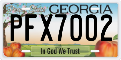 GA license plate PFX7002