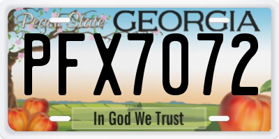 GA license plate PFX7072