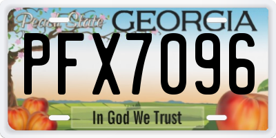 GA license plate PFX7096