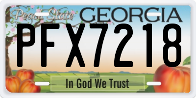 GA license plate PFX7218
