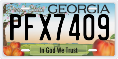 GA license plate PFX7409
