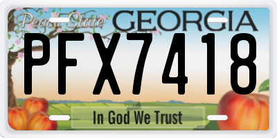 GA license plate PFX7418