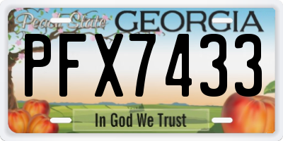 GA license plate PFX7433