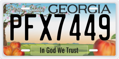 GA license plate PFX7449