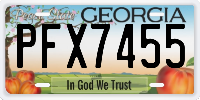GA license plate PFX7455