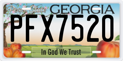 GA license plate PFX7520