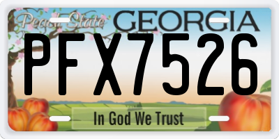 GA license plate PFX7526