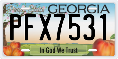 GA license plate PFX7531