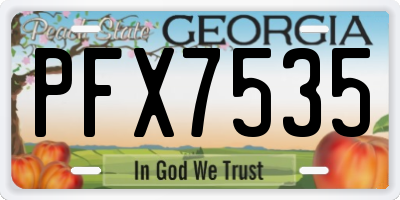 GA license plate PFX7535