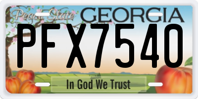 GA license plate PFX7540