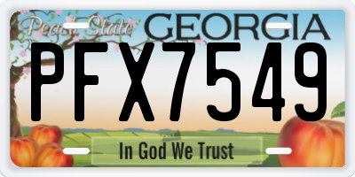 GA license plate PFX7549