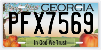 GA license plate PFX7569