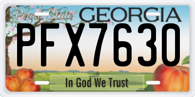 GA license plate PFX7630