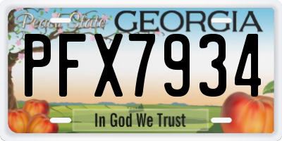 GA license plate PFX7934