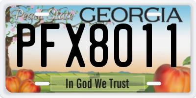 GA license plate PFX8011