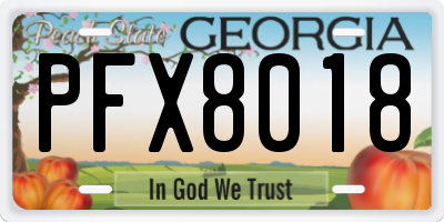 GA license plate PFX8018