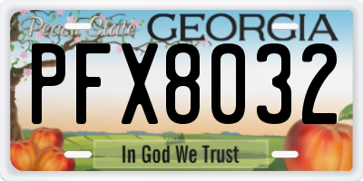 GA license plate PFX8032