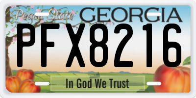 GA license plate PFX8216
