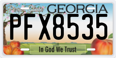GA license plate PFX8535