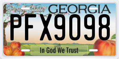 GA license plate PFX9098