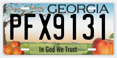GA license plate PFX9131