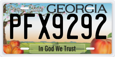 GA license plate PFX9292