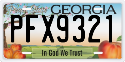 GA license plate PFX9321