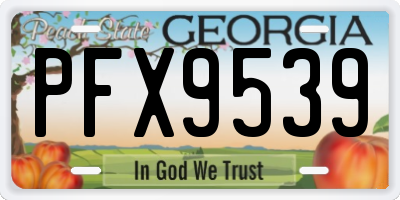GA license plate PFX9539