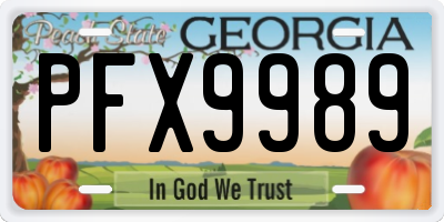 GA license plate PFX9989