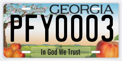GA license plate PFY0003